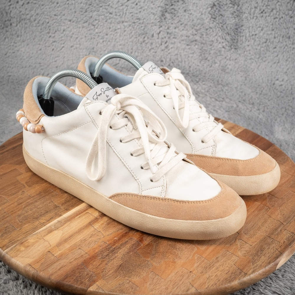 Jess Southern for‎ Gianni Bini Leather Sneakers Beaded Lace Up Size 9.5 M